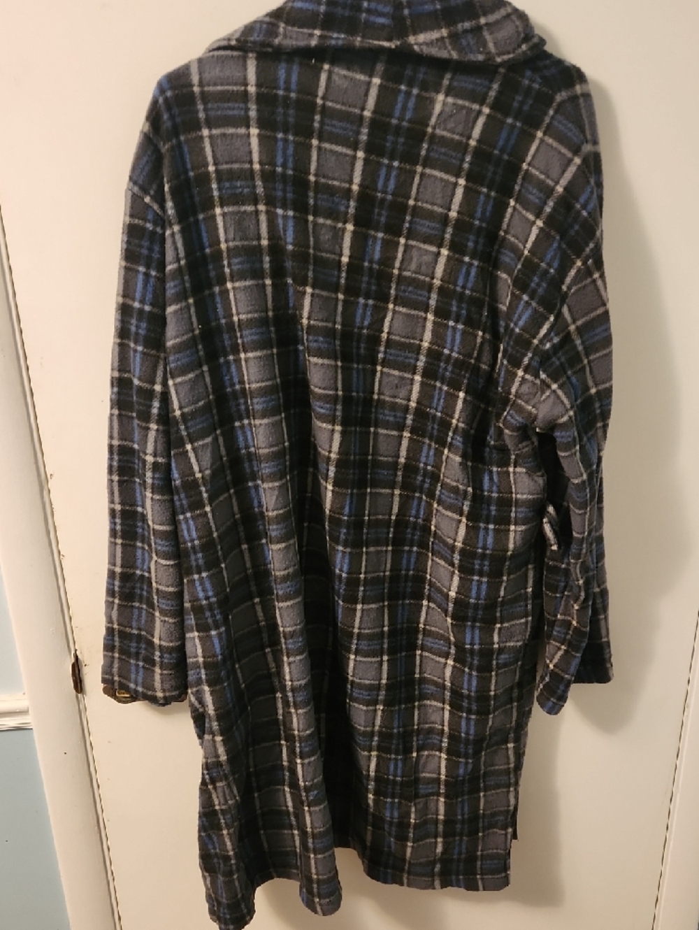Vintage Plaid Open-Front Robe - Blue & Gray - Picture 5 of 5